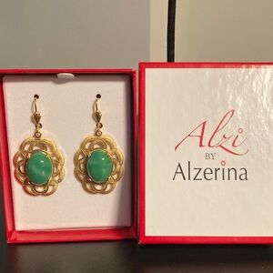 Gold and Green Statement Earrings